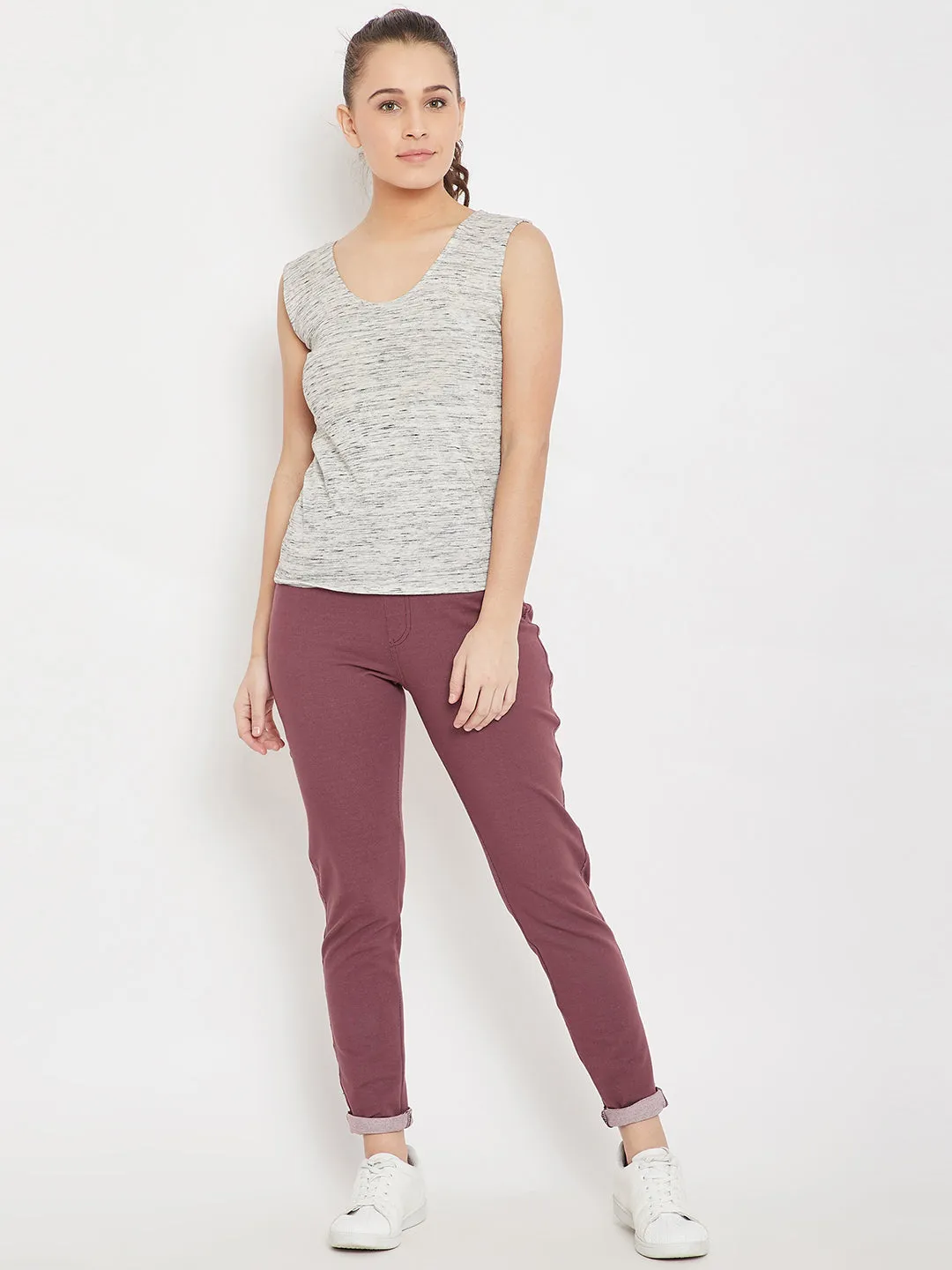 Women Casual Maroon Tights