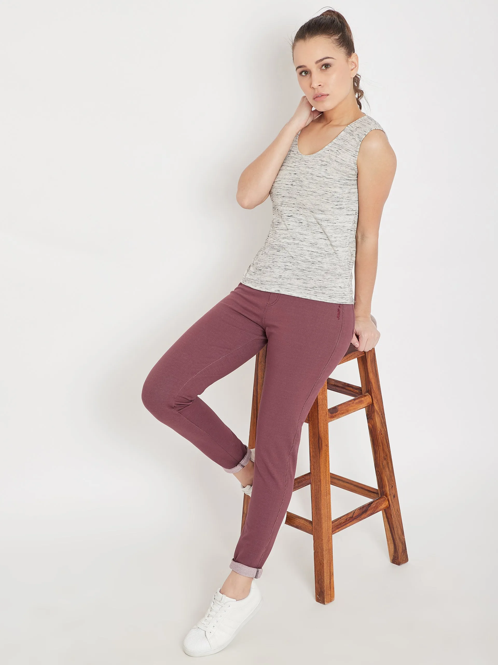 Women Casual Maroon Tights