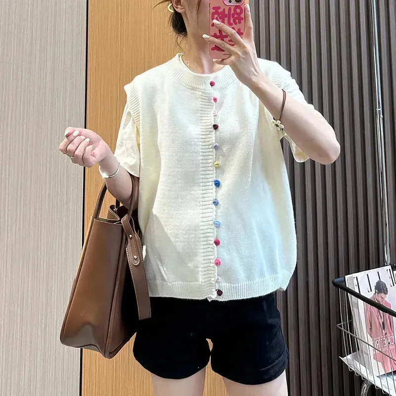 Women Sleeveless Button down Knitted Sweater Vest Cardigan