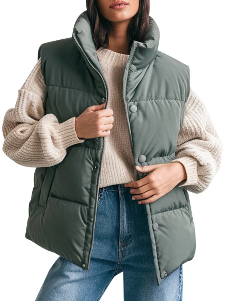 Women's Olive Green Puffer Vest