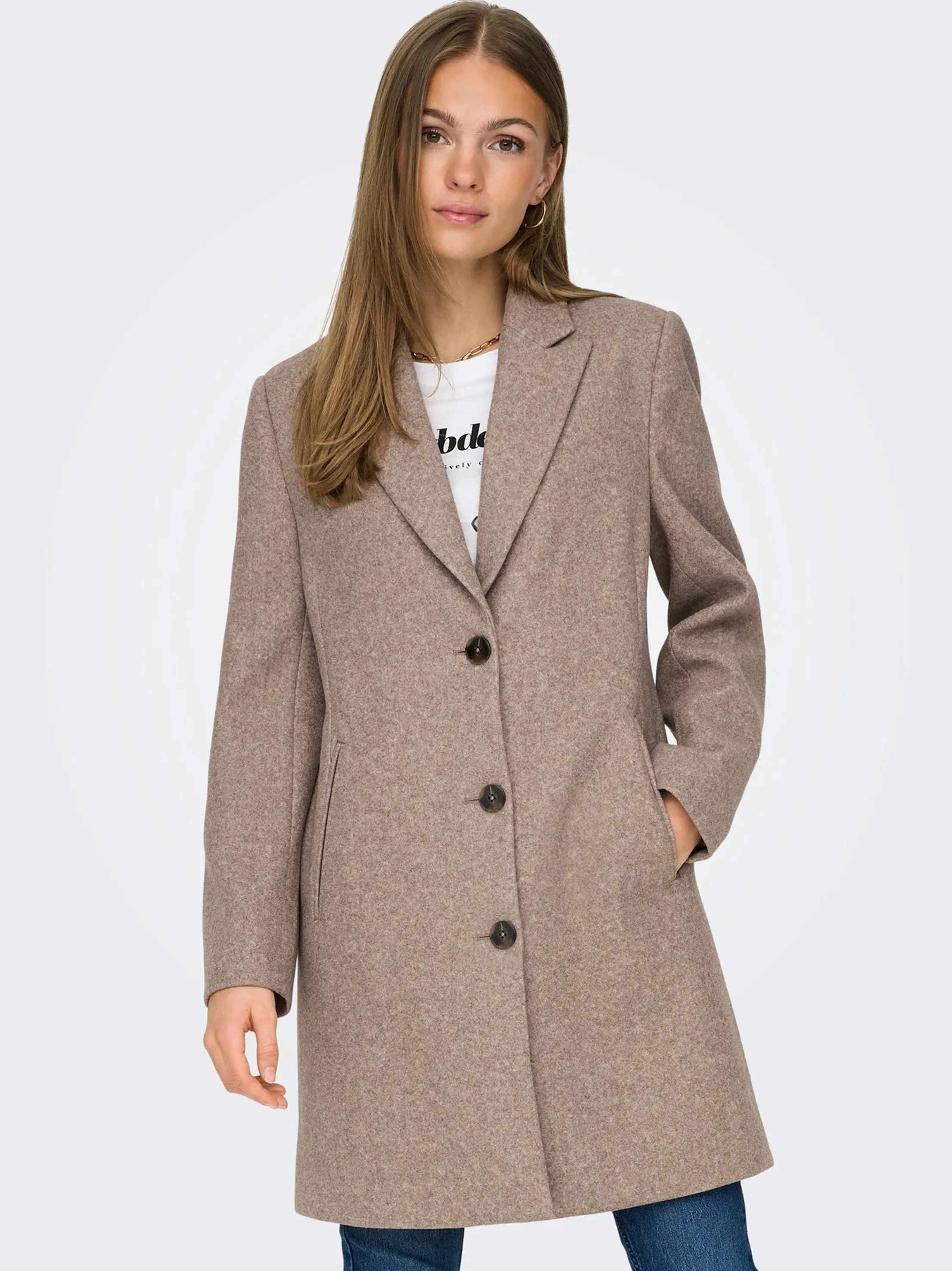 Women's Plain Classic Coat,Light Beige