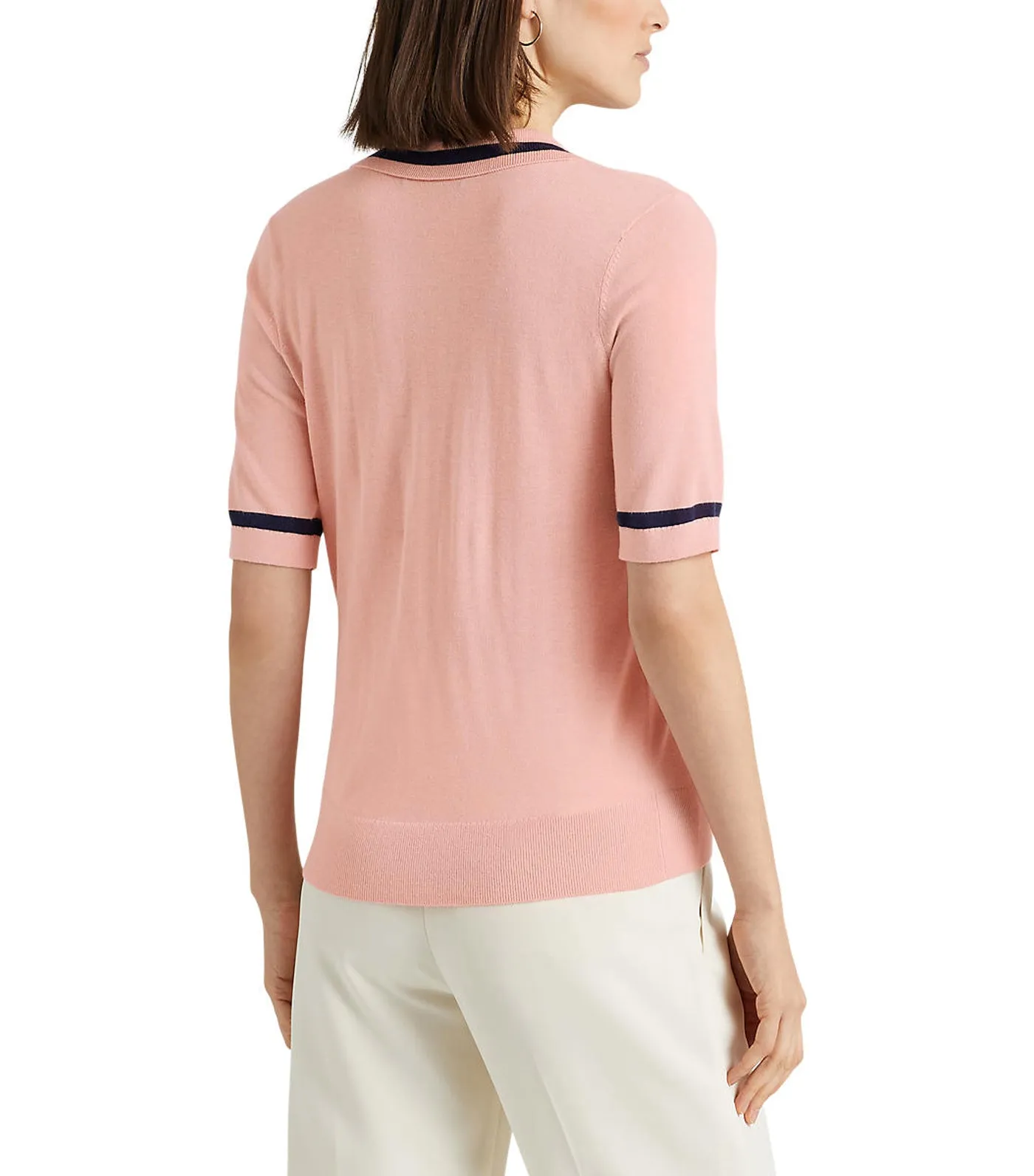 Women's Silk-Blend Short-Sleeve Sweater Pale Pink