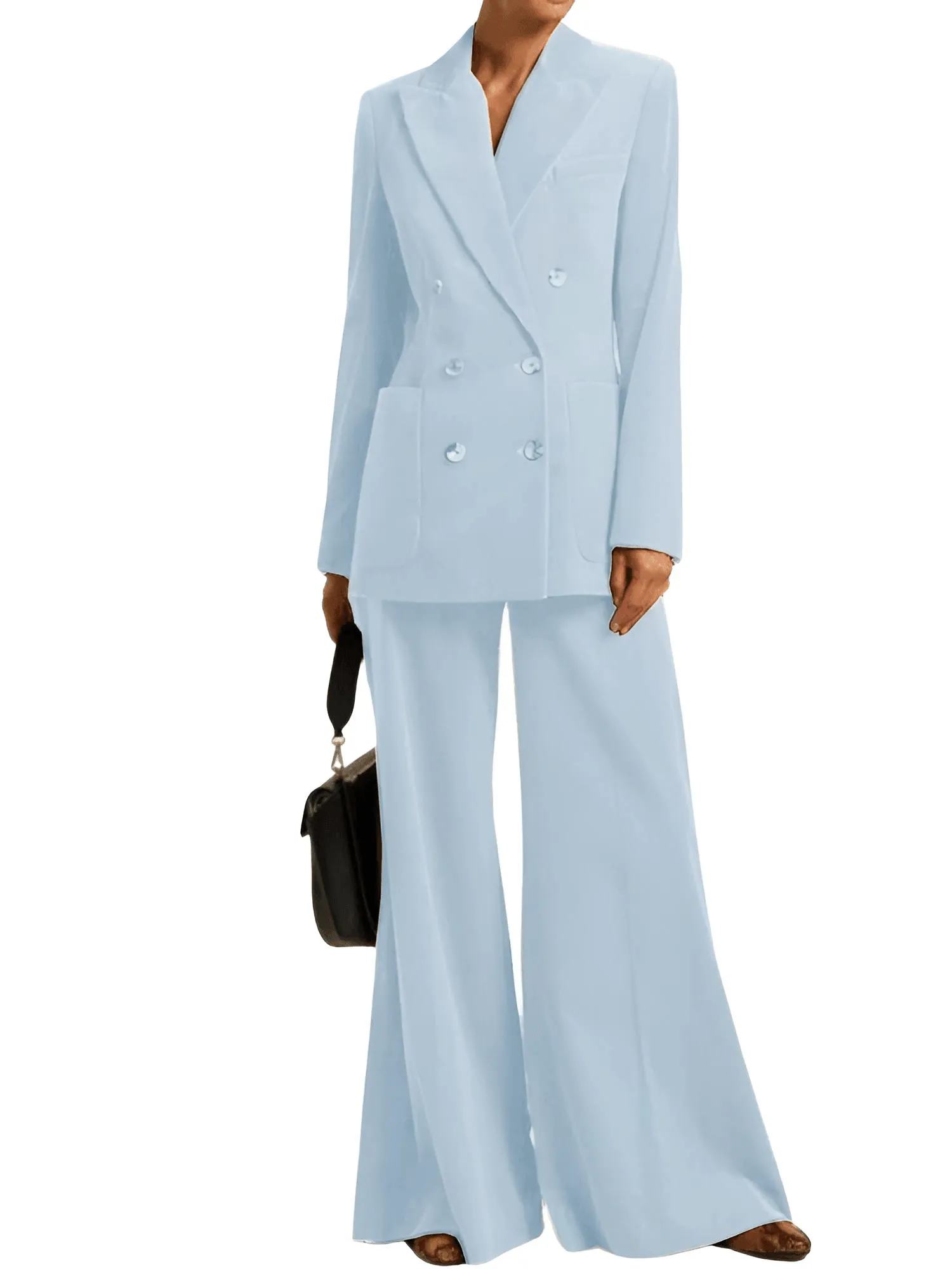 Women's Suit 2-Piece Corduroy Flared Wide Leg Pants Suit