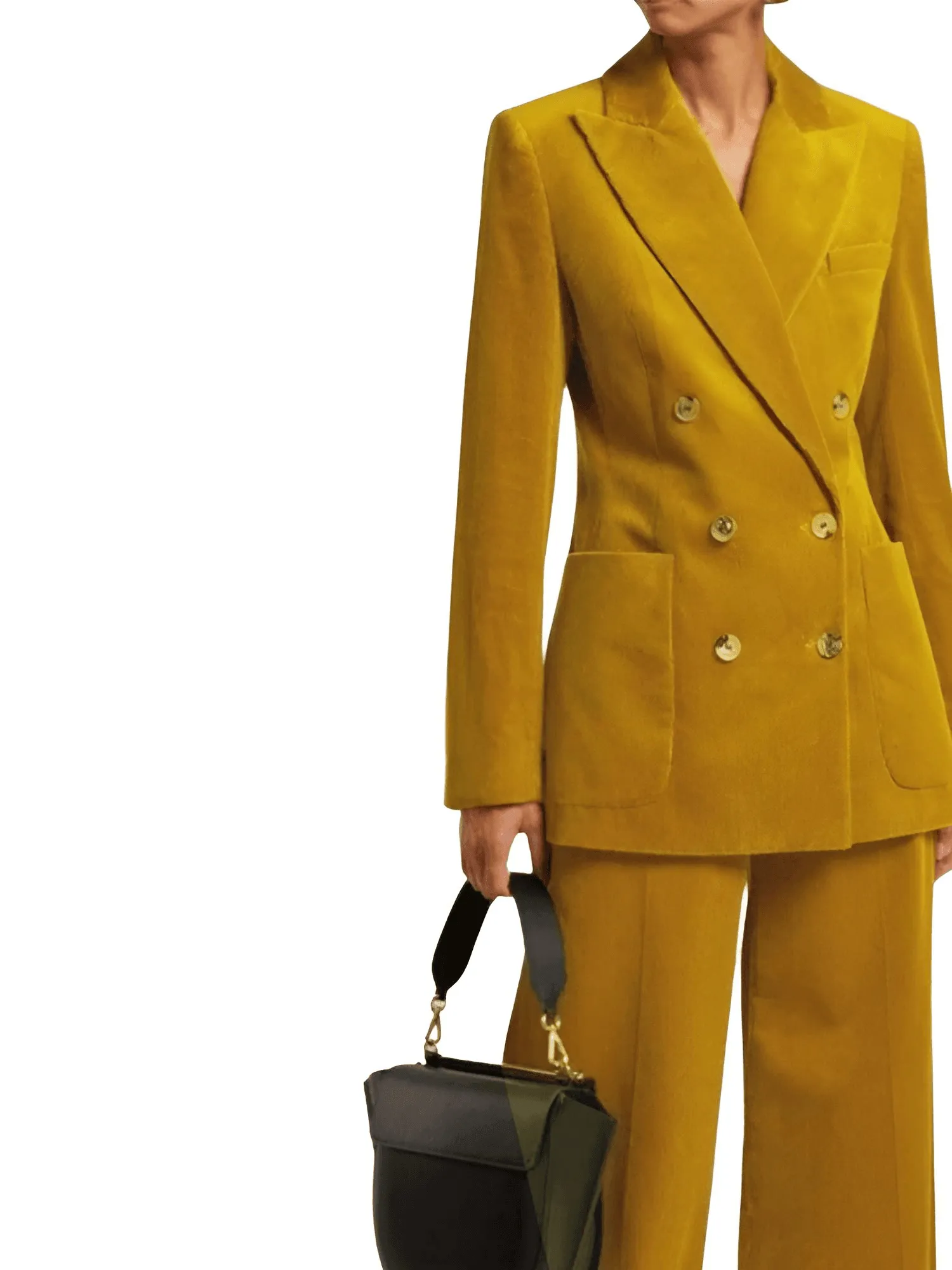 Women's Suit 2-Piece Corduroy Flared Wide Leg Pants Suit