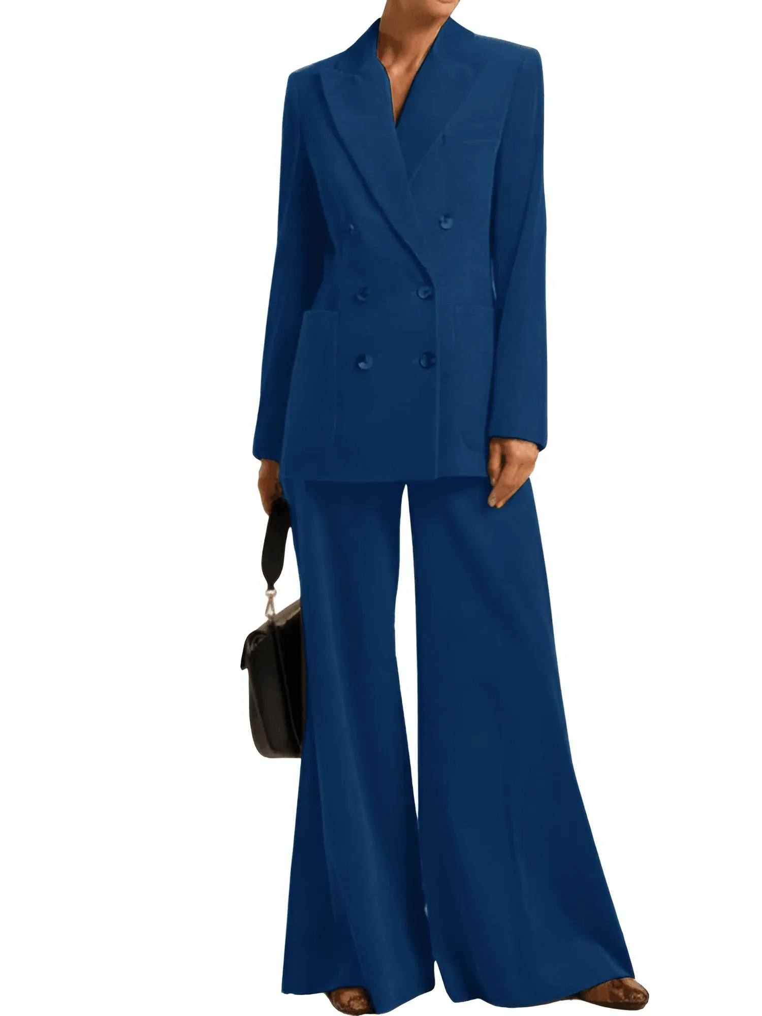 Women's Suit 2-Piece Corduroy Flared Wide Leg Pants Suit