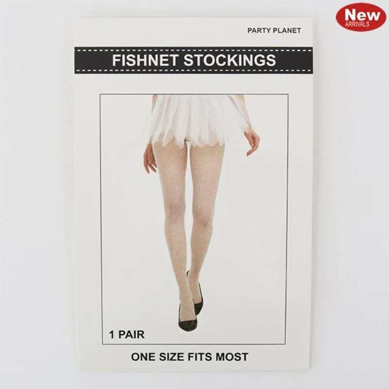 Womens White Fishnet Tights