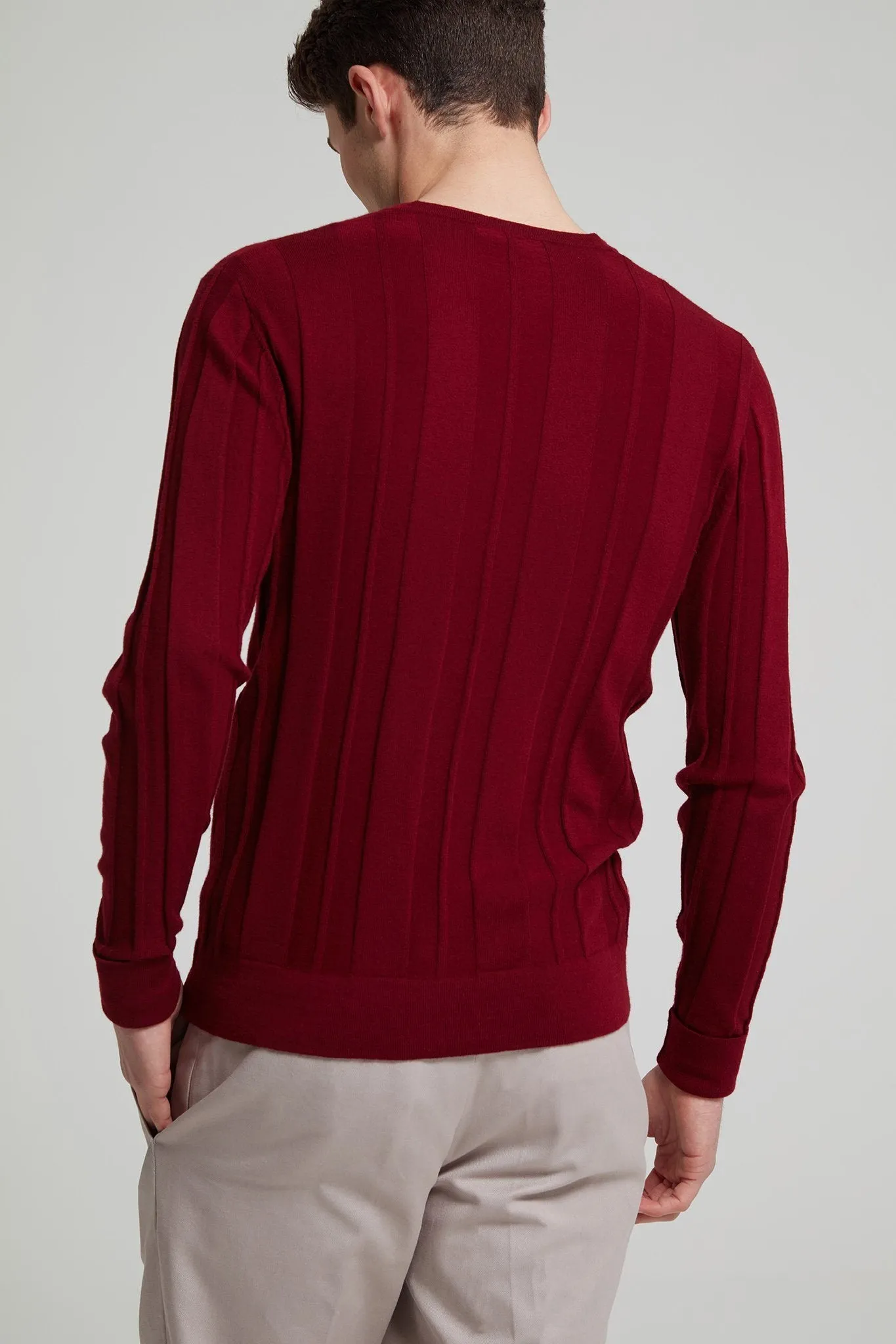 Wool-Cotton Blend Ribbed Sweater