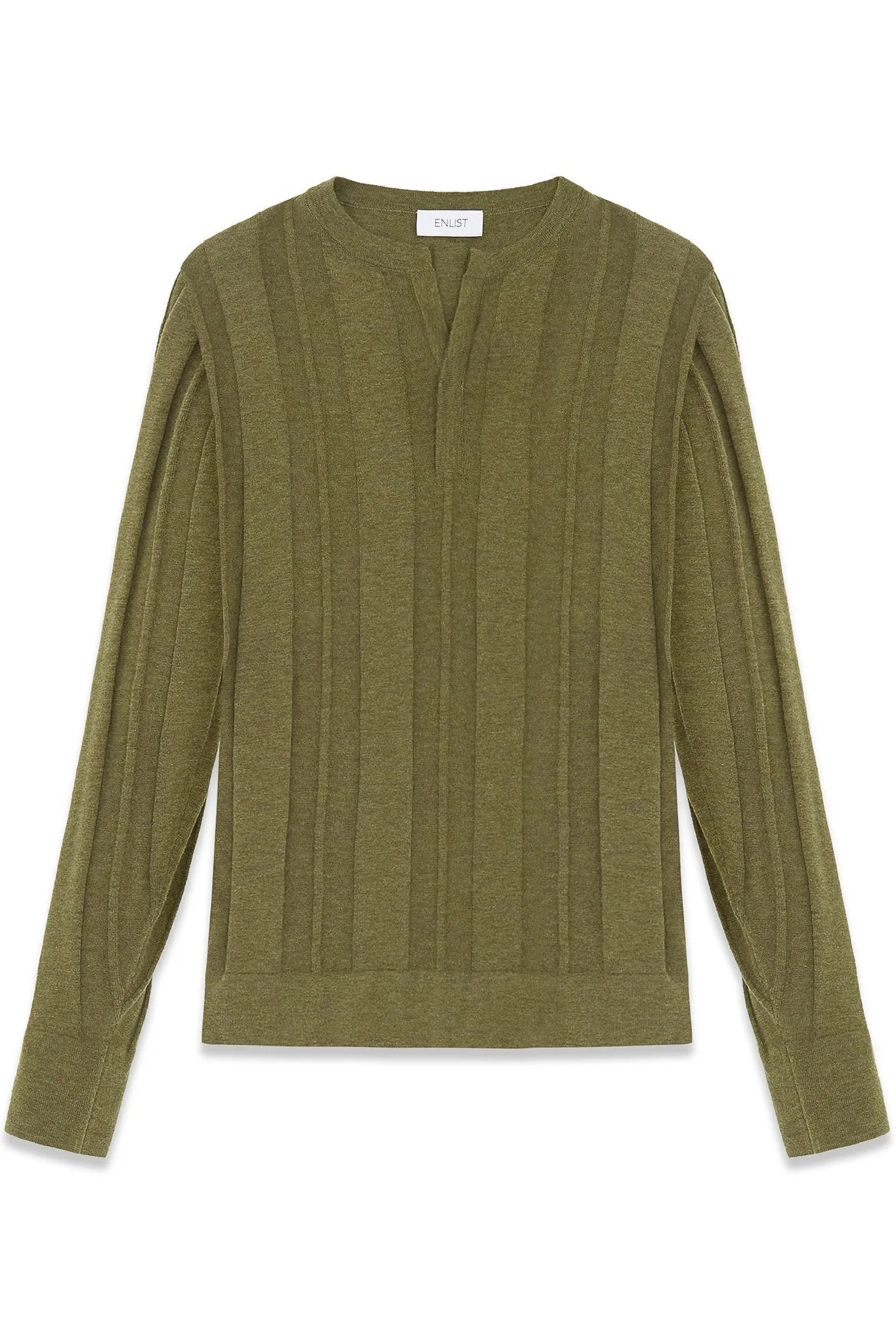 Wool-Cotton Blend Ribbed Sweater