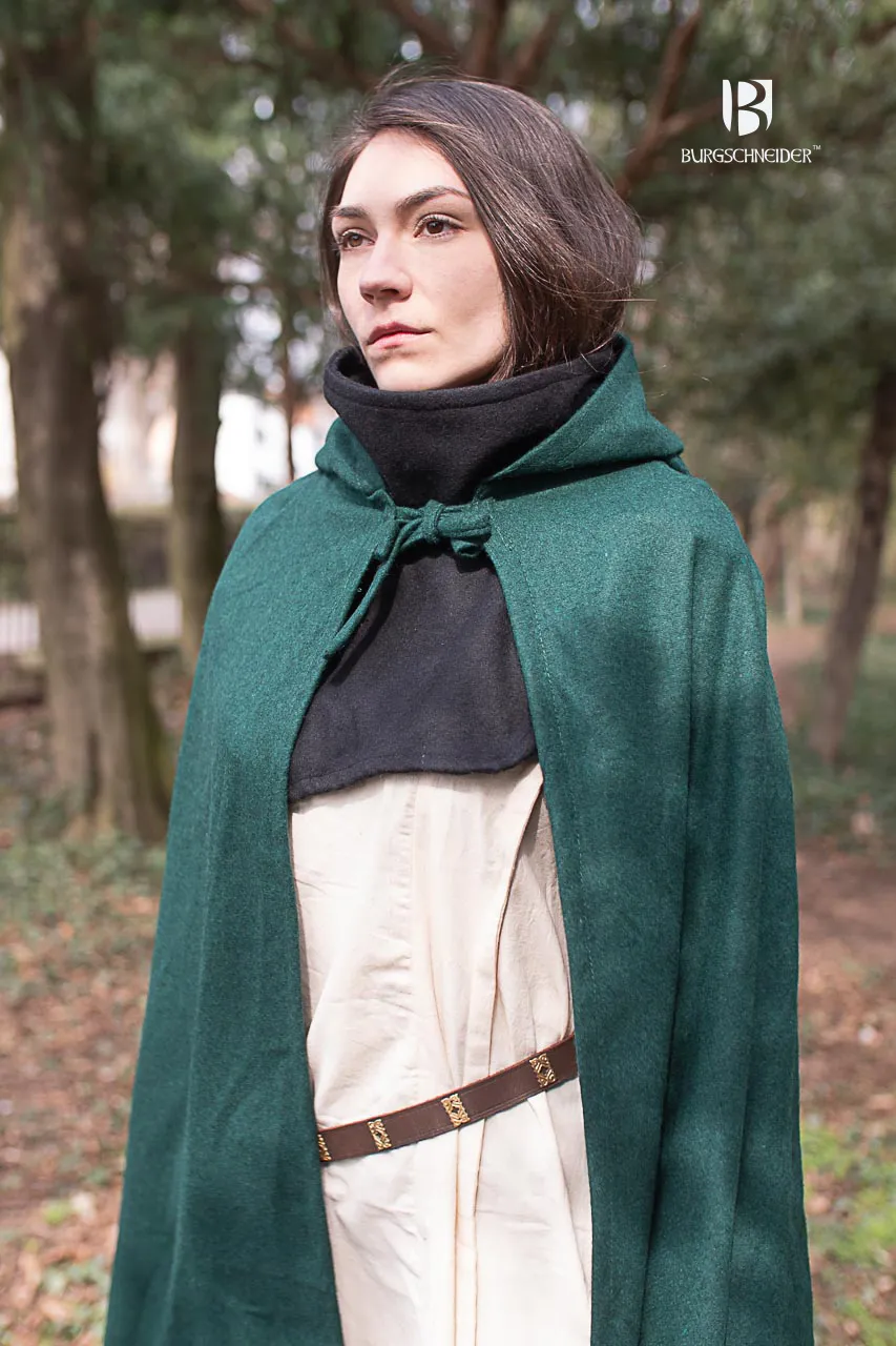 Wool Hooded Cloak Hibernus Green