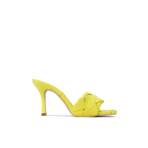 Yellow Padded Quilted Stitch Mule