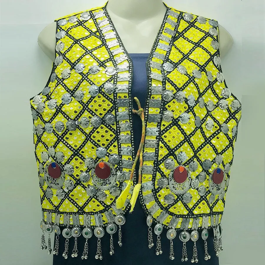 Yellow Tribal Handmade Embroidered Vest