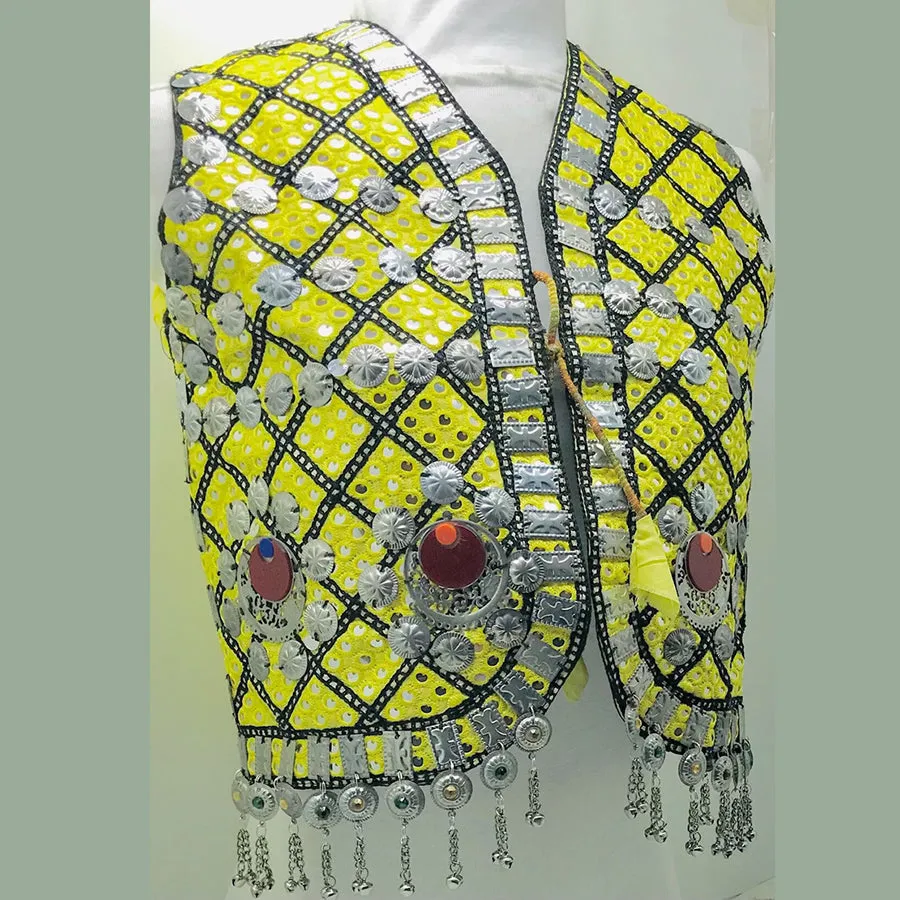 Yellow Tribal Handmade Embroidered Vest