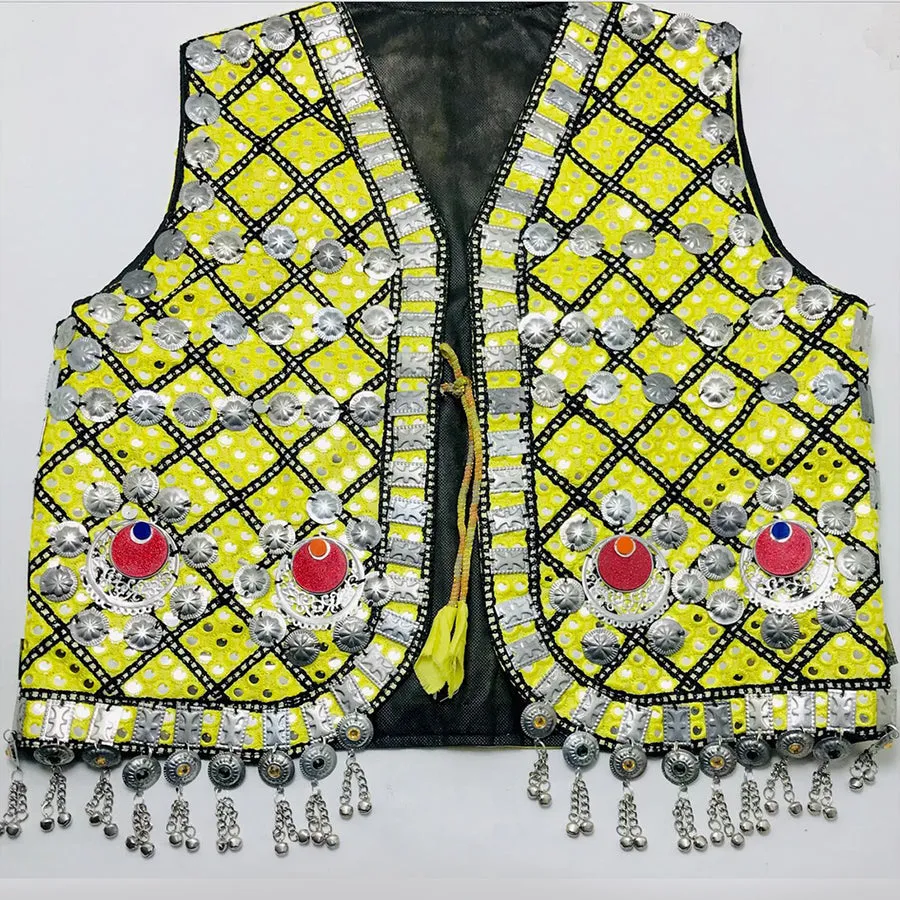 Yellow Tribal Handmade Embroidered Vest