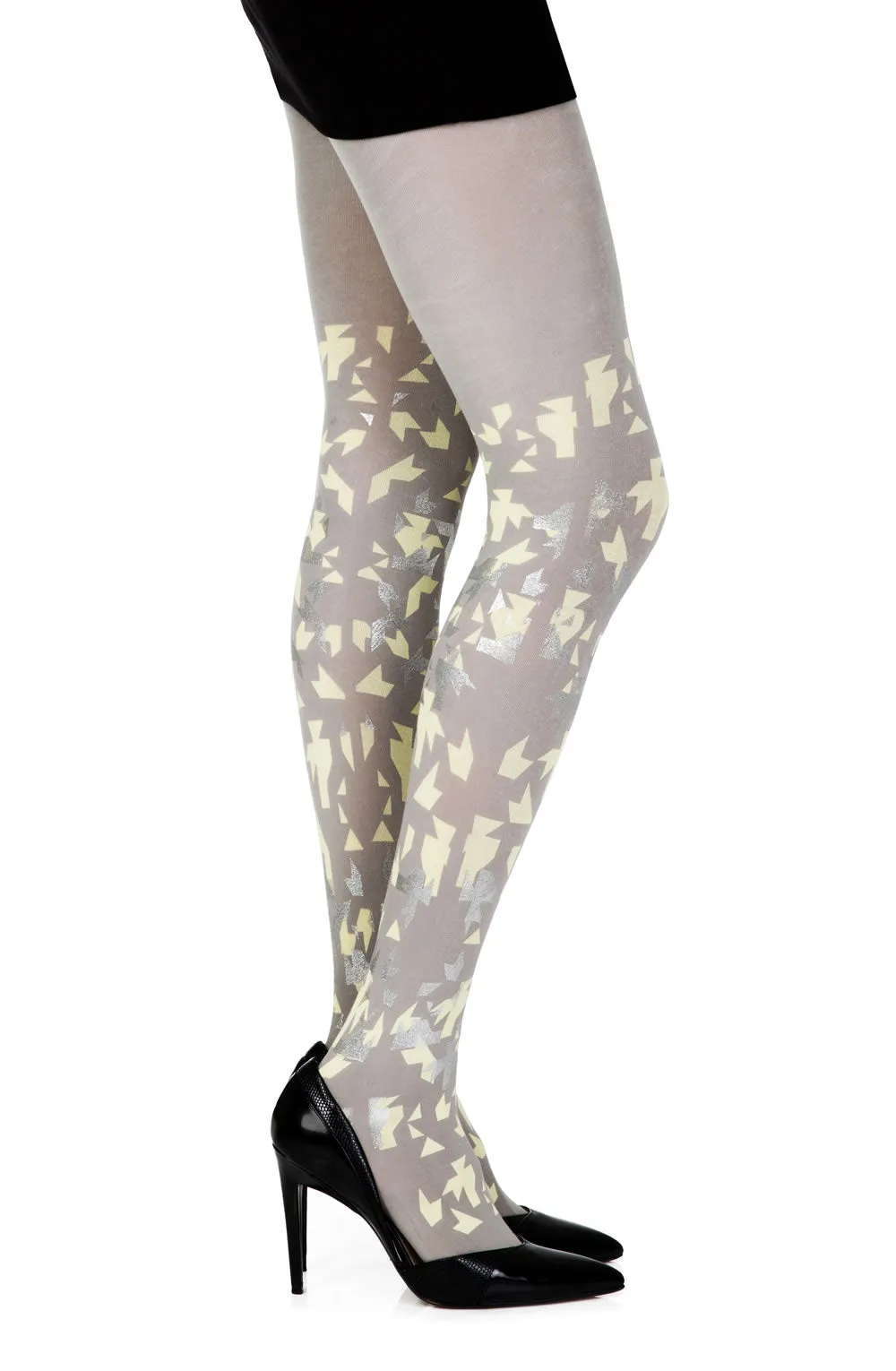 Zohara "Confetti" Grey Print Tights